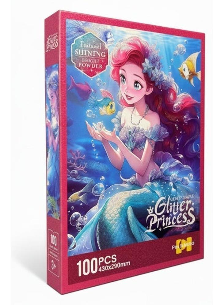 Mermaid Glitter Princess – Shiny Glitter Effect – Kids Jigsaw Puzzle – 100 PCS (430×290mm) - Image 1