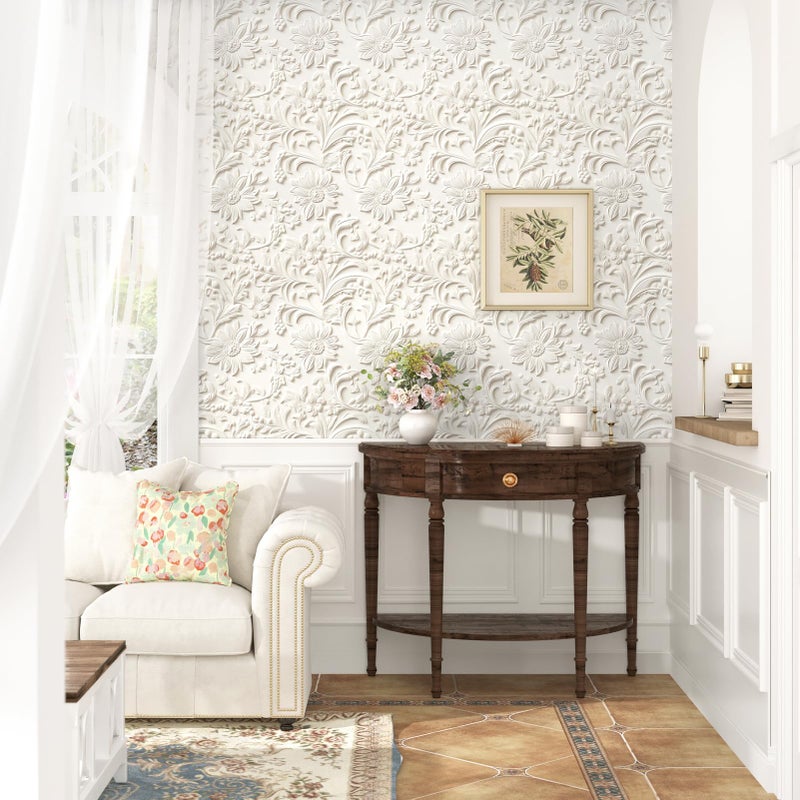 Wallderful Cream Beige Floral Wallpaper Faux 3D Embossed Peel and Stick Wallpaper for Accent Wall Removable Modern Daisy Flower Contact Paper Self Adhesive Nature Contact Paper for Bedroom Bathroom - Image 4