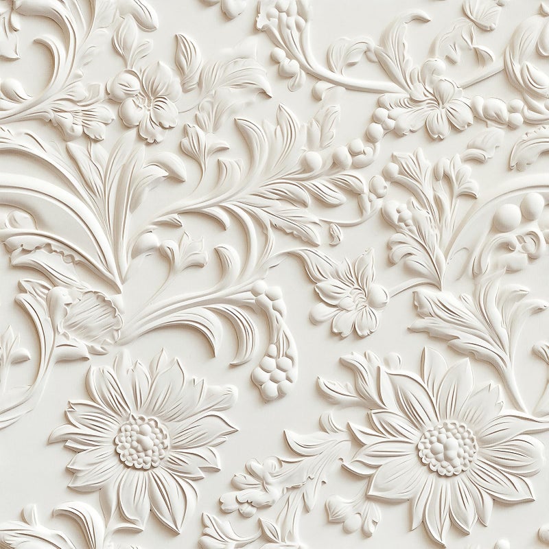 Wallderful Cream Beige Floral Wallpaper Faux 3D Embossed Peel and Stick Wallpaper for Accent Wall Removable Modern Daisy Flower Contact Paper Self Adhesive Nature Contact Paper for Bedroom Bathroom - Image 1