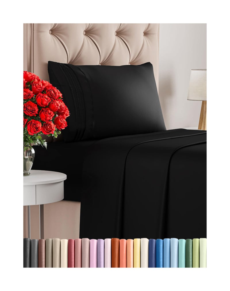 CGK Unlimited Twin Size 3 Piece Sheet Set  Comfy Breathable  Cooling Bed Sheets Set  Hotel Luxury Bedding for Women Men Kids Teens Boys  Girls  Deep Pockets UltraSoft and Wrinkle Free  OekoTex  Black 