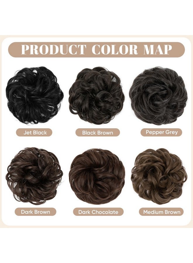 سارلا قطعتان من شعر الكعكة الفوضوي، شعر صناعي مموج ومجعد، تسريحة ذيل حصان وهمية للنساء، بني غامق - Image 2