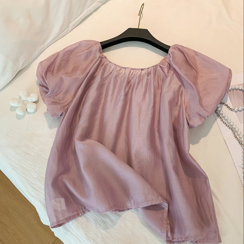 French Puff Sleeve Age-Reducing Shirt, 2026 Fashion New Design, Slimming And Elegant Blouse Top - Image 3