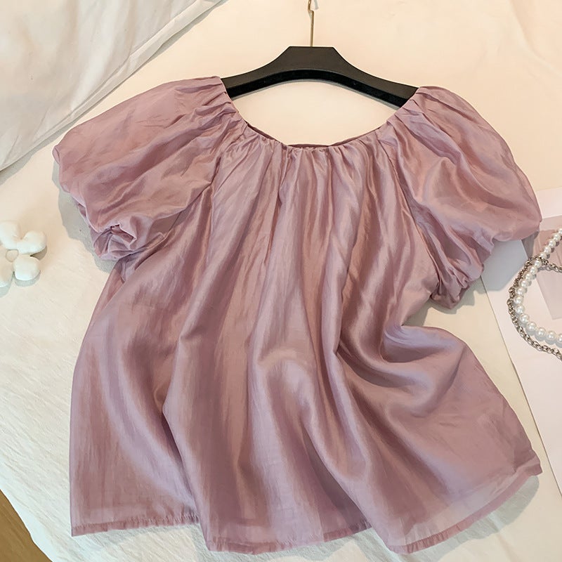 French Puff Sleeve Age-Reducing Shirt, 2026 Fashion New Design, Slimming And Elegant Blouse Top - Image 1