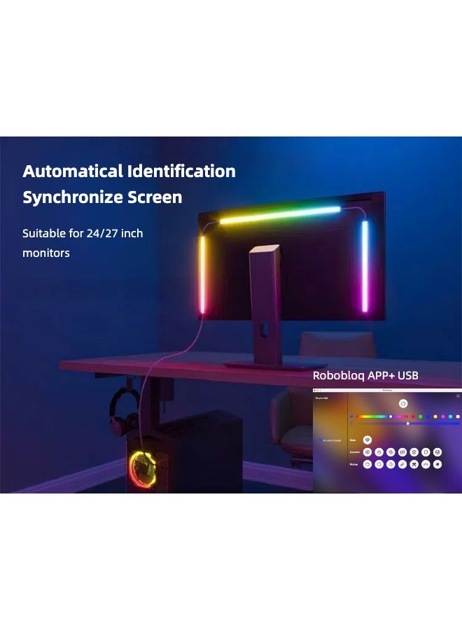 Sync RGB Gaming LED Light Bar LED strips 27 Inch Sticking behind Computer Screen - Image 4