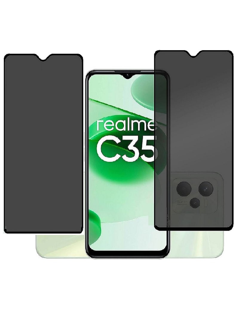 Super 2 Pieces Tempered Glass Screen Protector Anti-Spy Privacy Designed For Realme C35 Full Screen Coverage And Bubble Free - Image 1