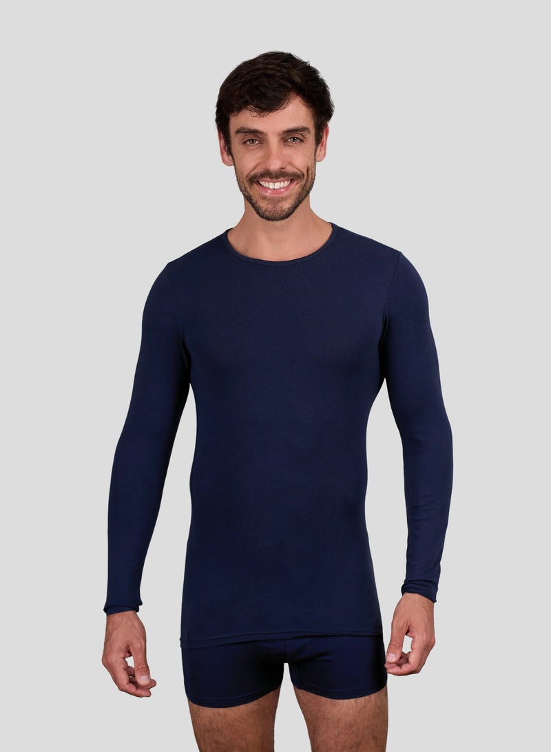 DICE Men's Long Sleeve Cotton Lycra Undershirt Slim Fit, Thermal Base Layer for Everyday - Image 1