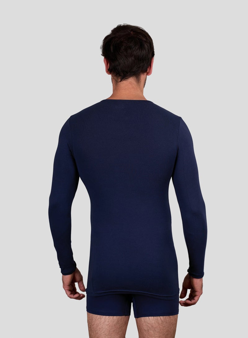 DICE Men's Long Sleeve Cotton Lycra Undershirt Slim Fit, Thermal Base Layer for Everyday - Image 2