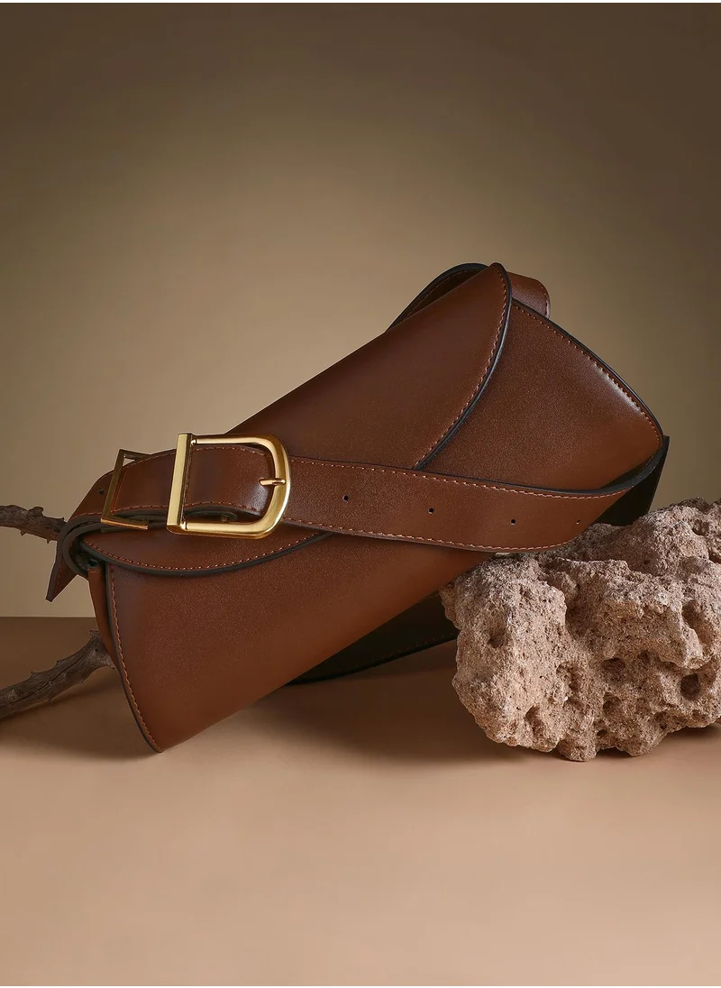صوص هاوت Women's The Edge-Fold Sling Bag - Chocolate Brown