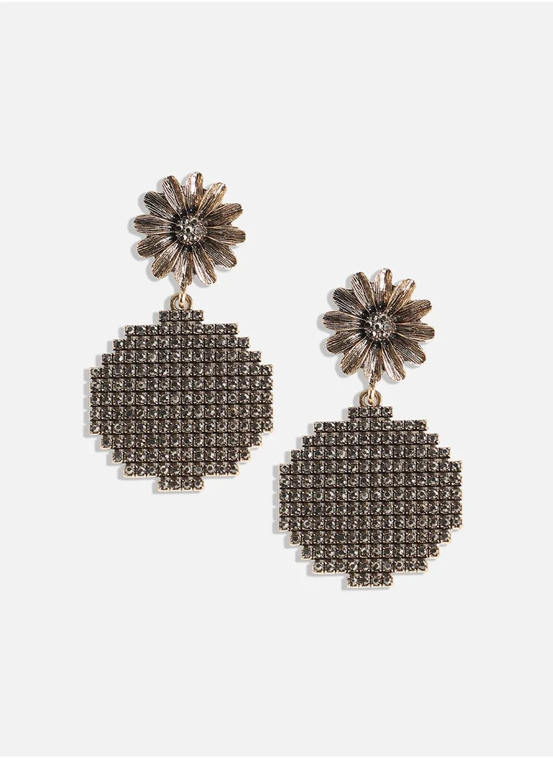 SOHI Daisy Circular Cluster Drop Earrings