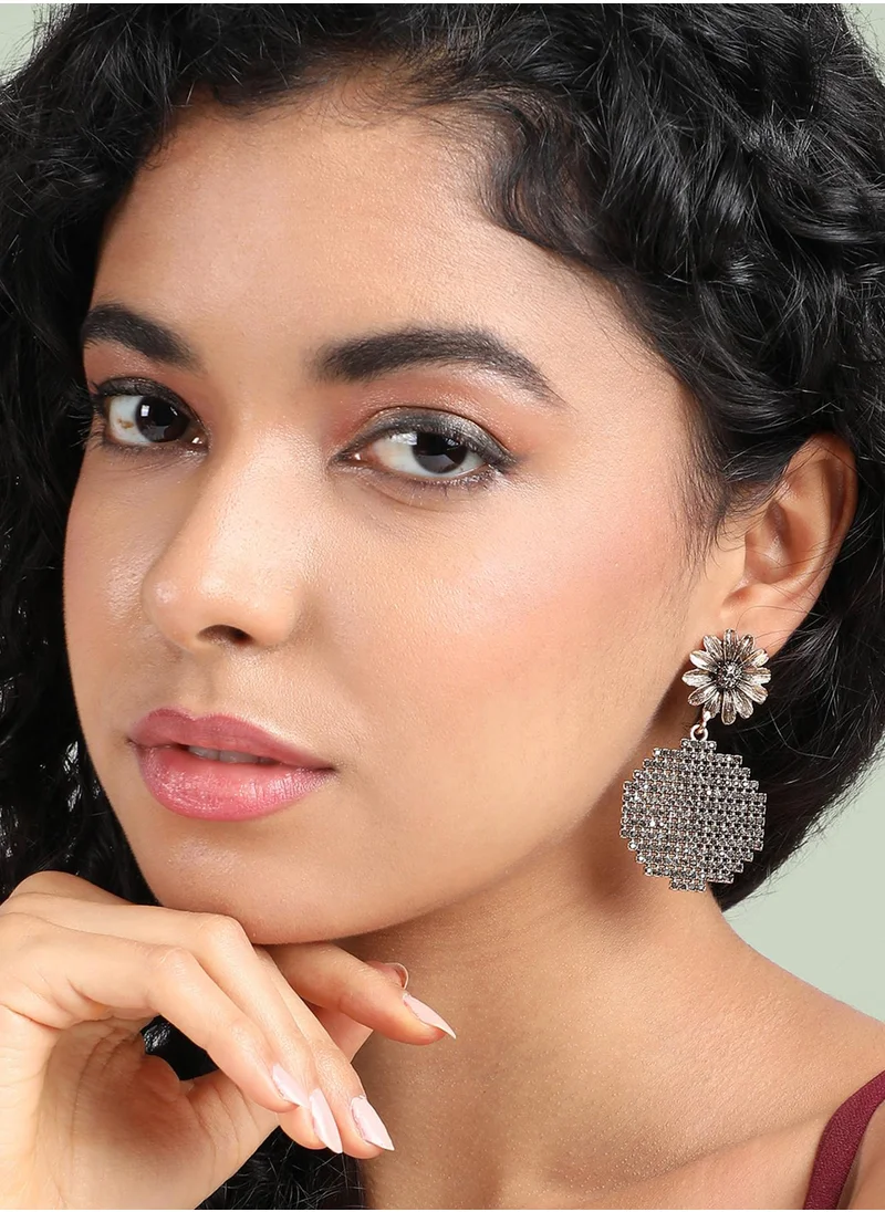 SOHI Daisy Circular Cluster Drop Earrings