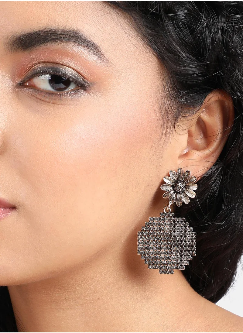 SOHI Daisy Circular Cluster Drop Earrings