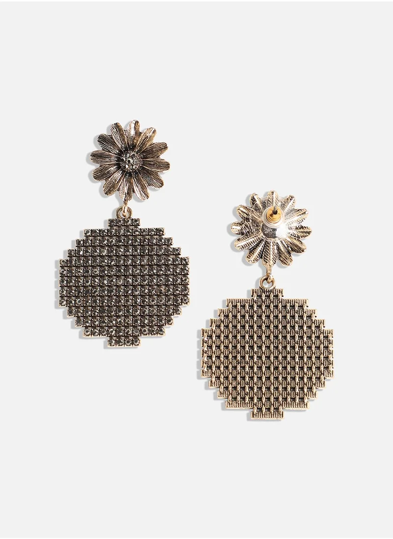 SOHI Daisy Circular Cluster Drop Earrings