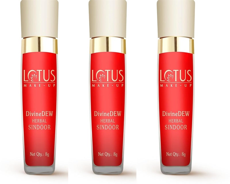 Lotus Makeup Lotus MakeUp Divine Dew Herbal Sindoor Love Drop Water and Smudge Resistant Preservative Free 8g Pack of 3  - Image 1