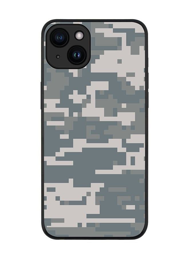 Stylizedd Cover for iPhone 15 Case Rugged Black Slim fit Soft Flexible Anti Drop TPU Gel Thin Protective Phone Cases - Digital Camo  - Image 1