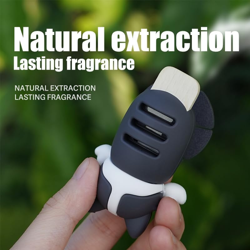 كاست ويف معطر هواء السيارة، إكسسوارات كلب هزاز لطيف، عطر حيوان أليف طويل الأمد، مزيل للروائح ومنعش، زينة معلقة للسيارة، رمادي، مع أقراص العلاج العطري (رمادي) - Image 4