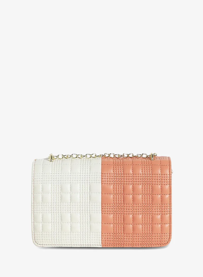 Haute Sauce Contrast Quilted Sling Bag - White & Orange