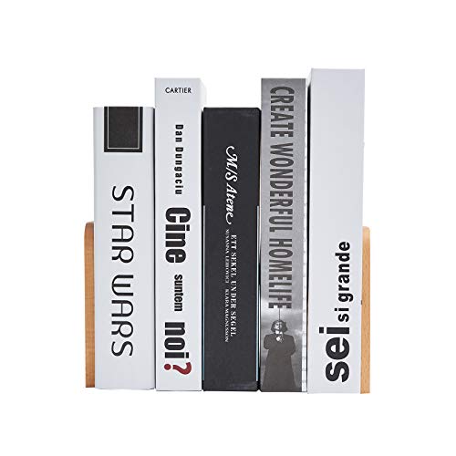 Pandapark Wood Bookends,Non-Skid Bookend for Shelves,Heavy Duty Bookends,Book Stand for Books/CDs,1 Pair - Image 4