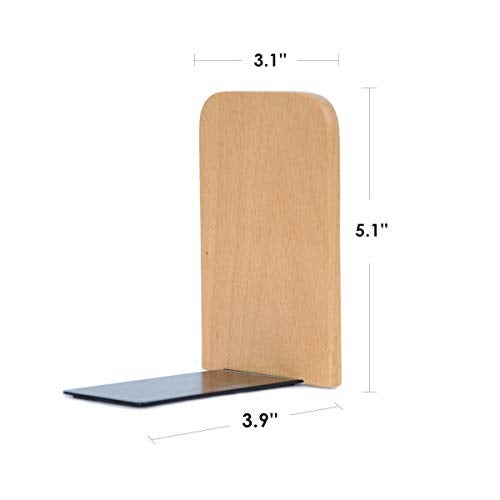 Pandapark Wood Bookends,Non-Skid Bookend for Shelves,Heavy Duty Bookends,Book Stand for Books/CDs,1 Pair - Image 2
