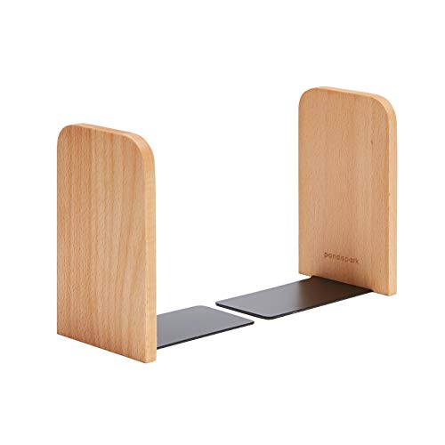 Pandapark Wood Bookends,Non-Skid Bookend for Shelves,Heavy Duty Bookends,Book Stand for Books/CDs,1 Pair - Image 1