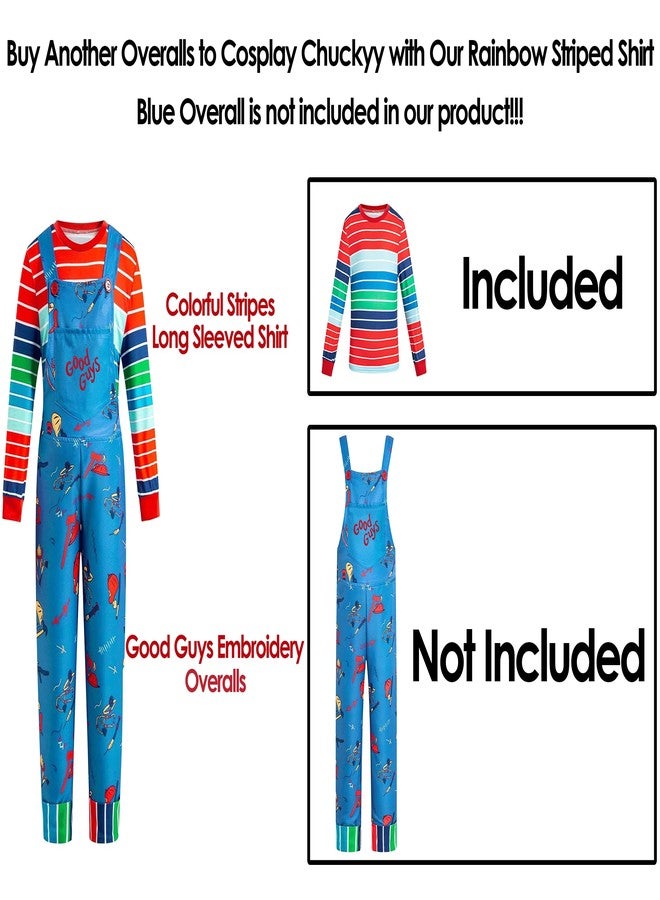 LENOAPHYS 【5 Sizes for 2-11Y】 Unisex Rainbow Striped Long Sleeve Shirt Cute Print Soft Material Crewneck Shirt for Good Guy Costume - L Size - Image 3