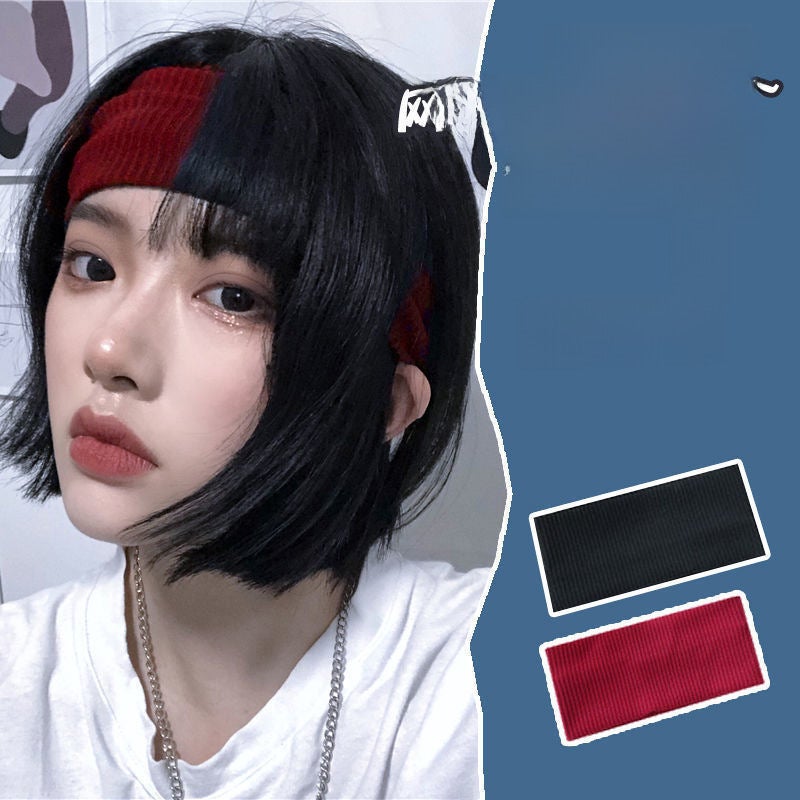 Generic Mens Sweatband Fashion Sports Headband(Knitted) black + red [Generation of special]] (Knitted) black + red [Generation of special]]