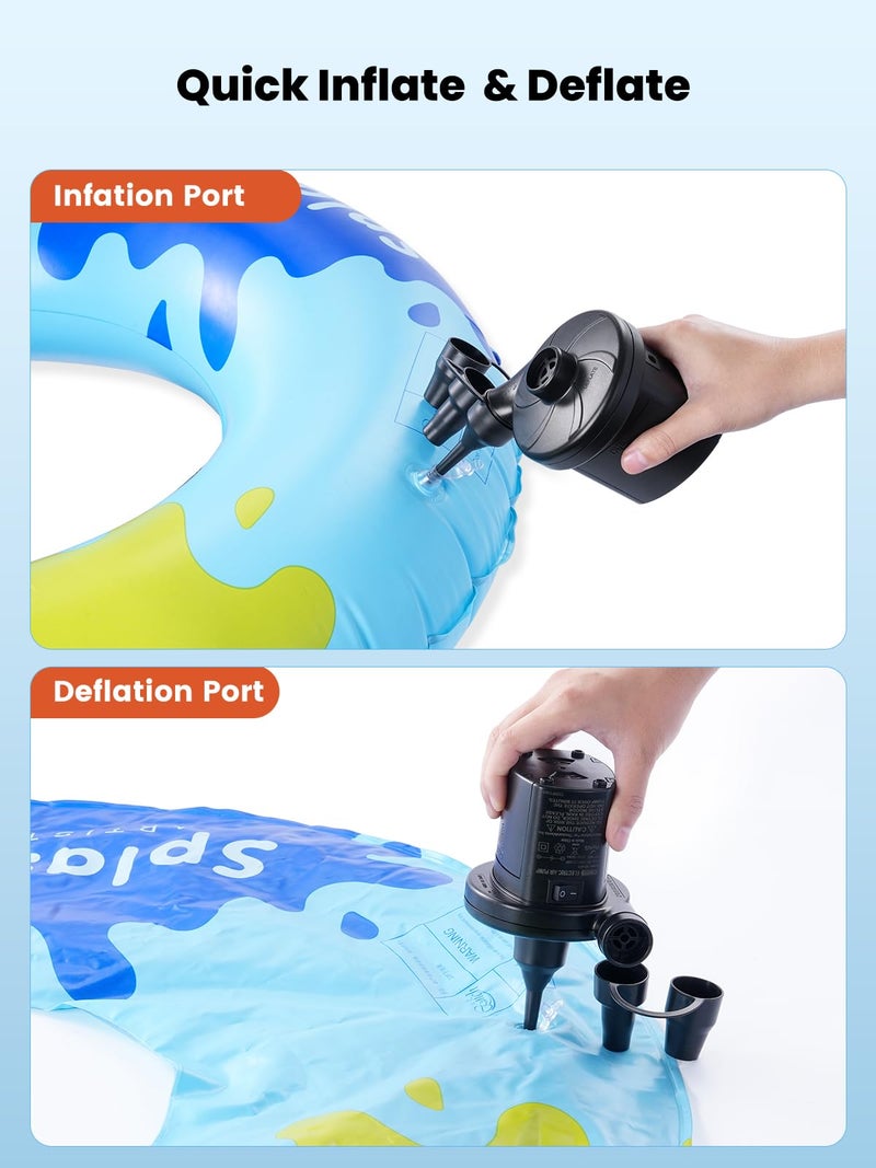 Dr.meter Air Mattress Pump, 3 Ways Powered Portable Electric Air Pump with 3-Nozzle AC 110V, DC 12V, Battery Operated Quick-Fill Inflator Deflator for Inflatable Pool Float Air Bed Boat Swimming Ring - Image 5