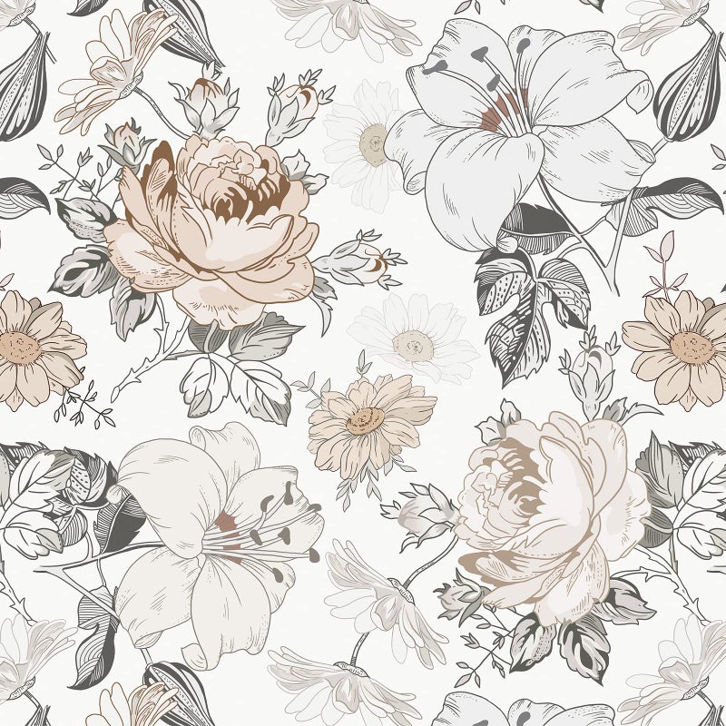 Hopepak 155x787 Floral Peel and Stick Wallpaper Modern Contact Paper Vinyl Self Adhesive Removable Wall Paper for Bedroom Nursery Living Room Mural Decorative - Image 2