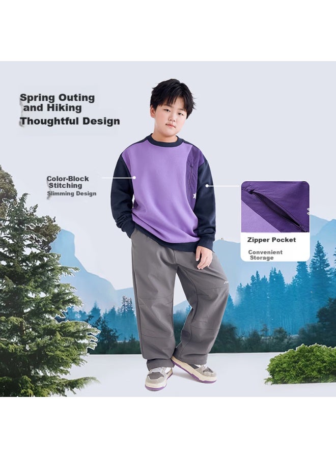 TABE Little Pig Tony Boys' Fleece-lined Pullover Hoodie Kids' Sports Sweatshirt Loose Fit Red Youth Casual Top - Image 2