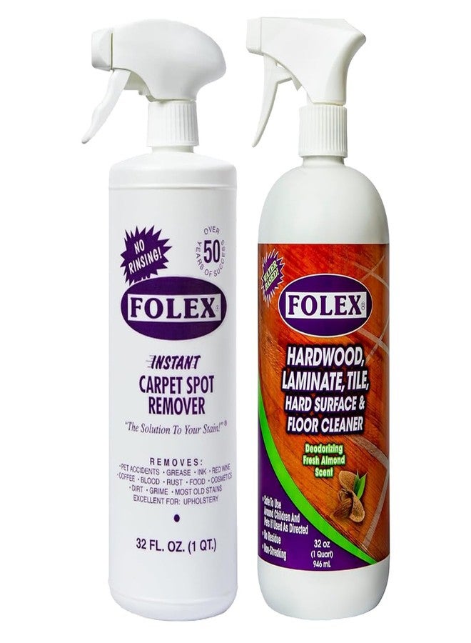 FOLEX Instant Carpet Spot Remover and Hardwood, Laminate, Tile & Floor Cleaner Bundle - Powerful Stain Remover for Carpet, Rugs, Upholstery, and Multi-Surface Floor Cleaning, 32 oz Each - Image 1