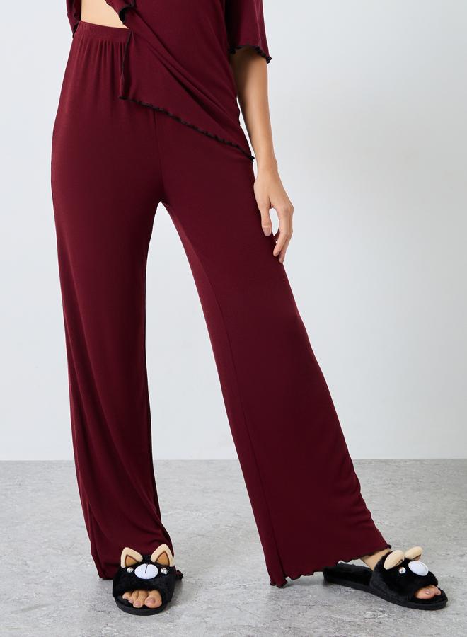 Styli Supersoft Ribbed Lettuce Hem Shirt and Pyjama Set - Image 4