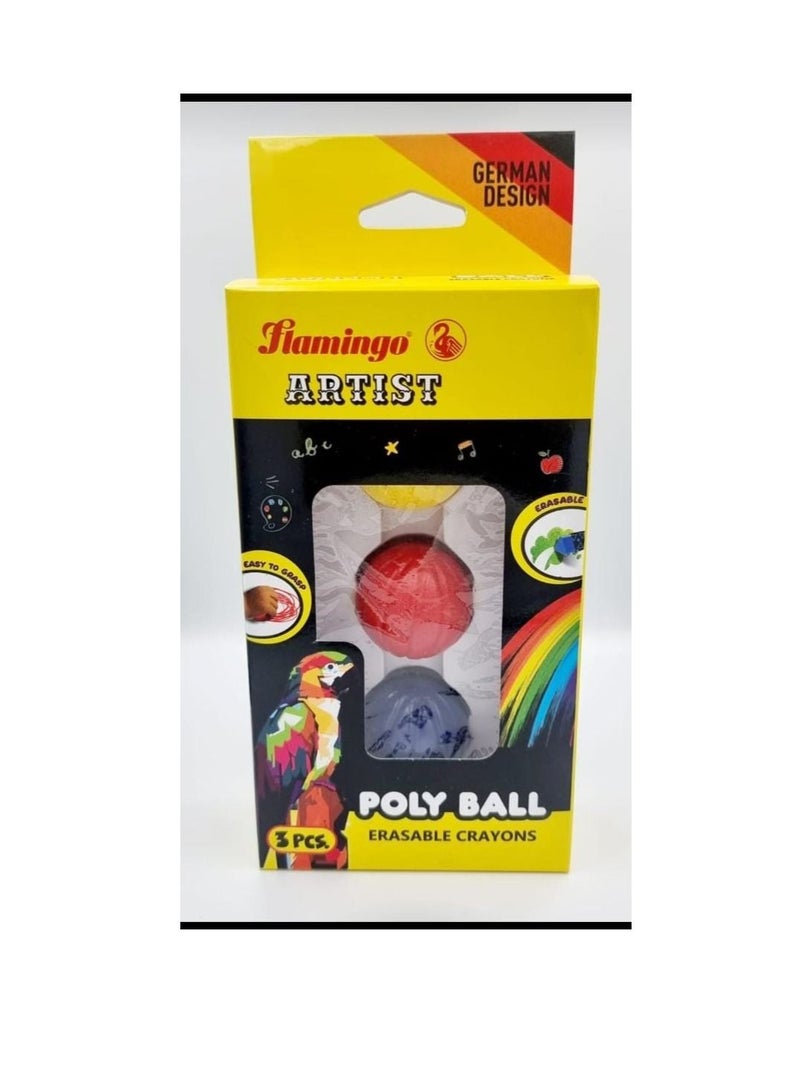 Flamingo ARTIST POLY BALL ERASABLE CRAYONS 3PC