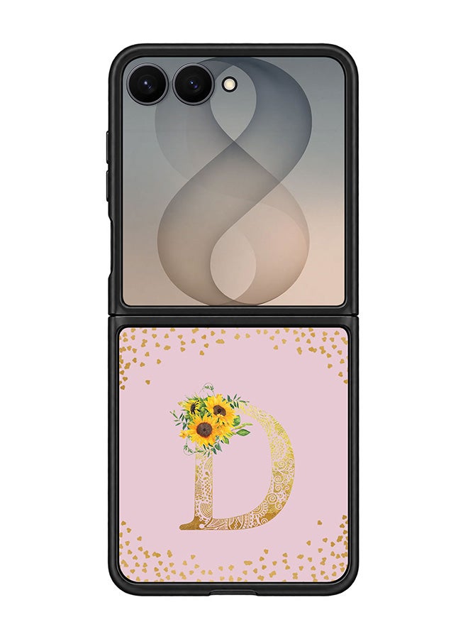 Stylizedd Rugged Case for Samsung Galaxy Z Flip8- Slim Fit Hybrid Rubber Cover Sunflower Monogram - D (Pink)