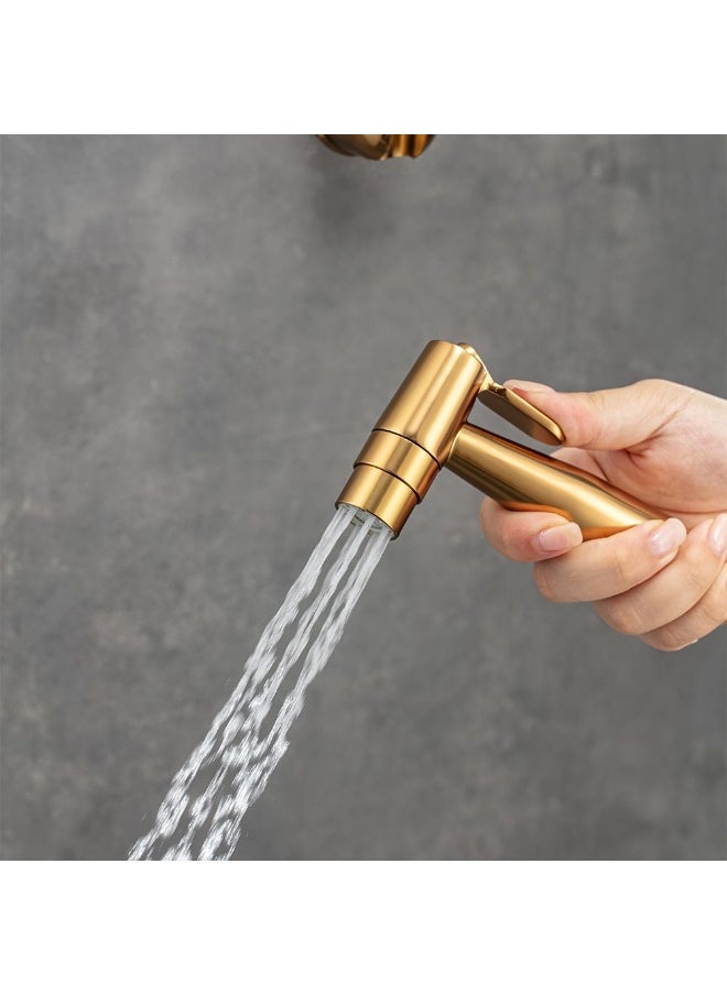 DANUBE HOME Milano Plus Omega Shattaf Set - Snow Gold Finish| Brass Jet Spray With Trigger Control Handheld Bidet Sprayer Kit-Shattaf, Hose And Holder Fits All Standard Shower Hoses Bathroom Fixtures  - Image 3
