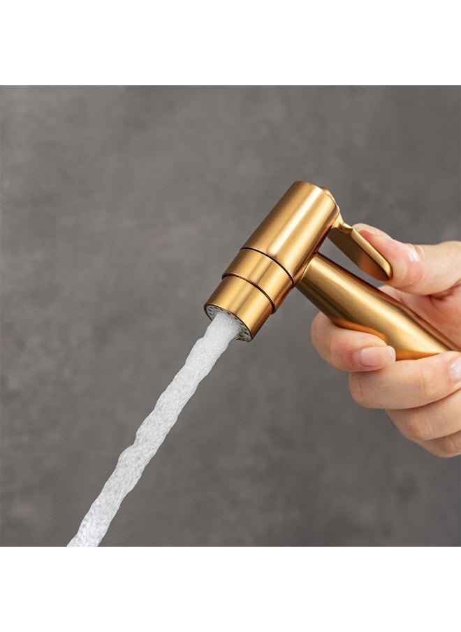 DANUBE HOME Milano Plus Omega Shattaf Set - Snow Gold Finish| Brass Jet Spray With Trigger Control Handheld Bidet Sprayer Kit-Shattaf, Hose And Holder Fits All Standard Shower Hoses Bathroom Fixtures  - Image 2
