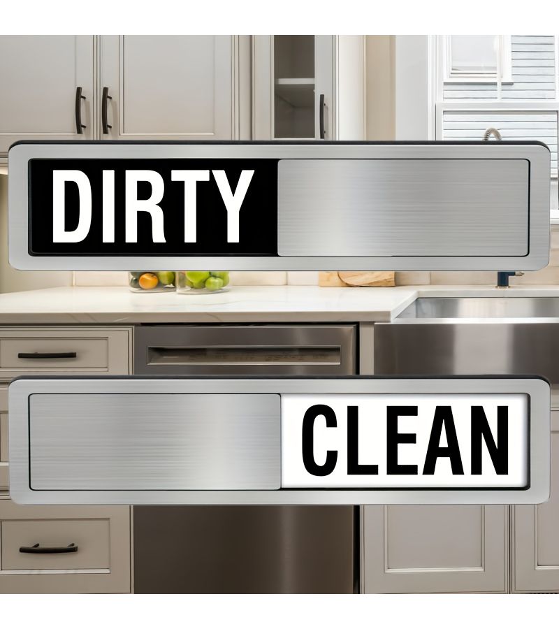 Black And White Dishwasher Clean Dirty Indicator With Adhesive Sticker 7 X 2 Inch - Image 1