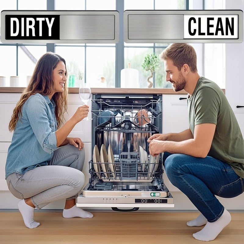 Black And White Dishwasher Clean Dirty Indicator With Adhesive Sticker 7 X 2 Inch - Image 5