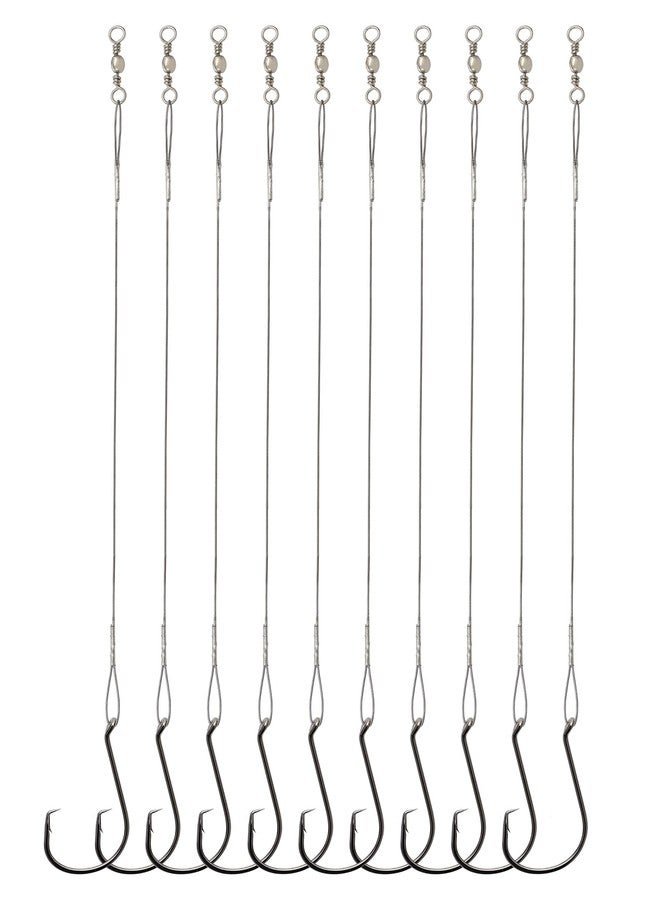 Beoccudo Circle Hooks Rigs Saltwater Steel Leader Wire, 25pcs Heavy Duty Circle Hook with Leader Wire Bass Catfish Fishing Lure Rig 2/0 - Image 1