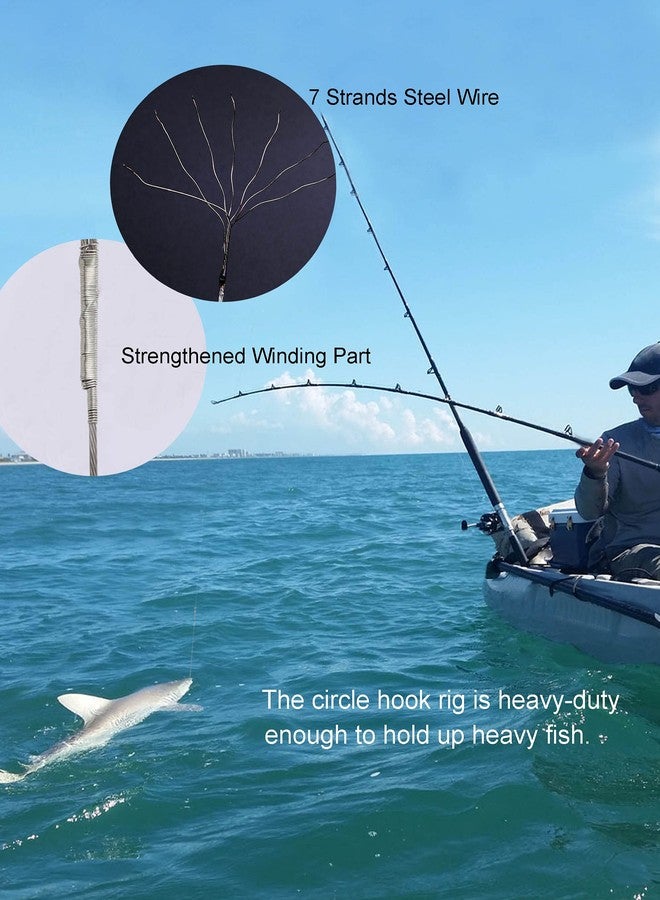 Beoccudo Circle Hooks Rigs Saltwater Steel Leader Wire, 25pcs Heavy Duty Circle Hook with Leader Wire Bass Catfish Fishing Lure Rig 2/0 - Image 5