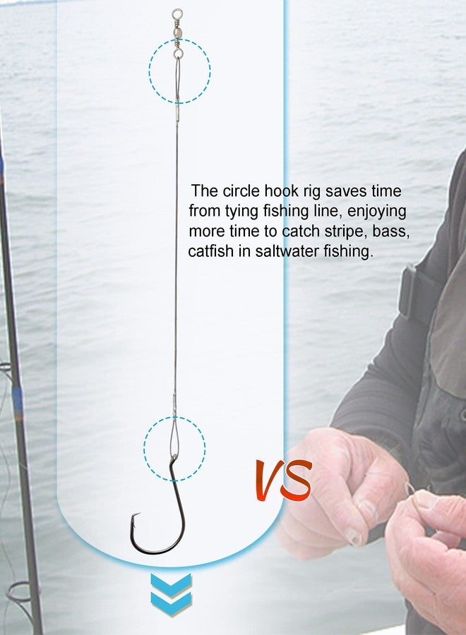 Beoccudo Circle Hooks Rigs Saltwater Steel Leader Wire, 25pcs Heavy Duty Circle Hook with Leader Wire Bass Catfish Fishing Lure Rig 2/0 - Image 3