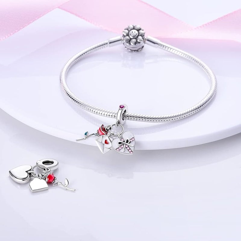Parmuz 925 Sterling Silver Charms for Bracelet Necklace Mom Heart Love Dangle Charm Beads for Women Mother Grandmother Mother’s Day Gift, Sterling Silver, Cubic Zirconia - Image 4