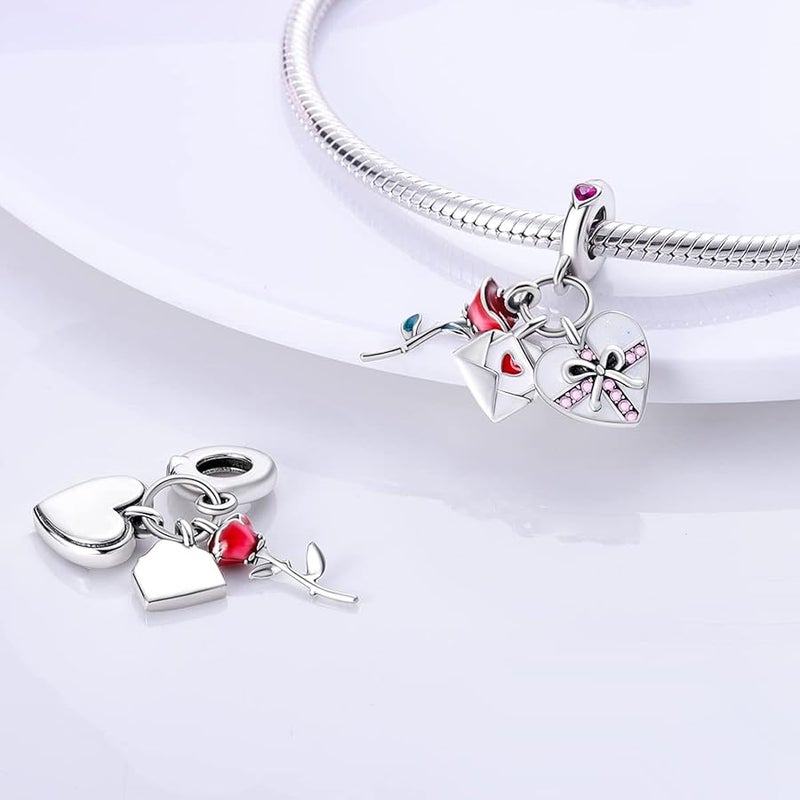 Parmuz 925 Sterling Silver Charms for Bracelet Necklace Mom Heart Love Dangle Charm Beads for Women Mother Grandmother Mother’s Day Gift, Sterling Silver, Cubic Zirconia - Image 3