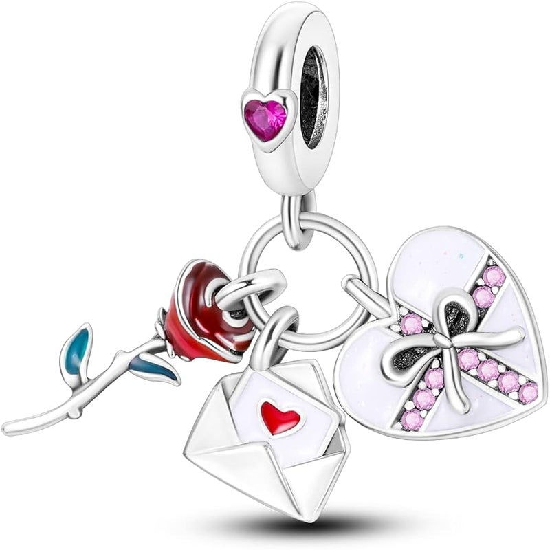 Parmuz 925 Sterling Silver Charms for Bracelet Necklace Mom Heart Love Dangle Charm Beads for Women Mother Grandmother Mother’s Day Gift, Sterling Silver, Cubic Zirconia - Image 1