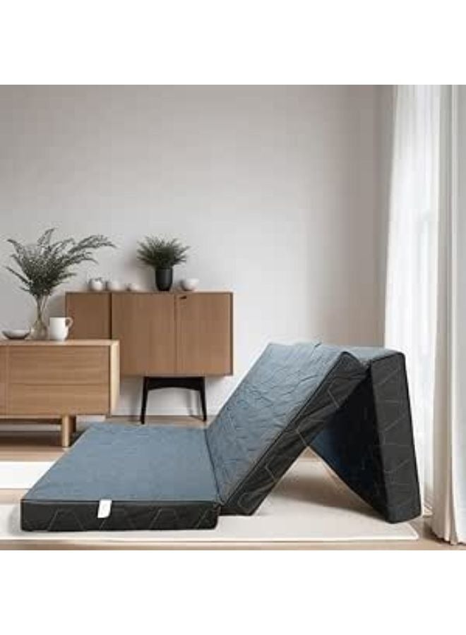 هارموني هوم مرتبة هارموني هوم القابلة للطي – سرير إسفنجي محمول بغطاء قابل للغسل وقاعدة غير قابلة للانزلاق للتخييم، الضيوف، والاستخدامات المتعددة (رمادي داكن، 180×90×10 سم) - Image 1