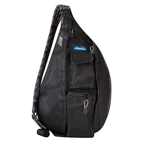 KAVU Beach Rope Bag Mesh Crossbody Sling Backpack - Black - Image 1