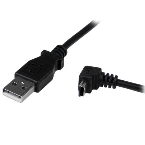 StarTech.com Down Angle Mini USB Cable - 2m - Black - USB A to Mini USB B - USB to Mini USB Cable - Mini USB Charger - USB A to Mini B (USBAMB2MD) - Image 2
