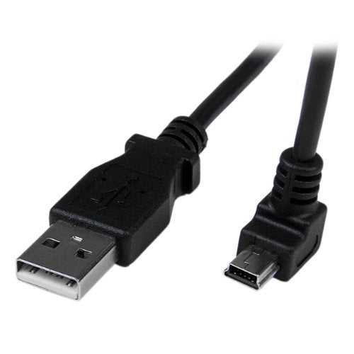 StarTech.com Down Angle Mini USB Cable - 2m - Black - USB A to Mini USB B - USB to Mini USB Cable - Mini USB Charger - USB A to Mini B (USBAMB2MD) - Image 1