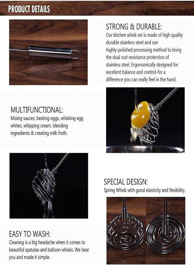 SVDK Silver Stainless Steel Spring Whisk Egg Beater Milk Blender for Blending, Whisking, Beating & Stirring - Image 4