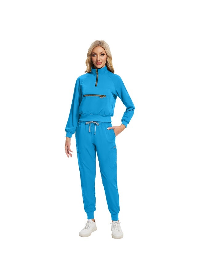 NIBEMINENT Scrubs Uniform High Quality Medical Scrubs Breathable Clinic Hospital Nurse Uniforms Workwear Long Sleeved Zipper Collar Uniform - Image 1