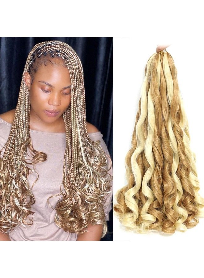conrora French Curly Braiding Hair 24 Inch 8 Packs Pre Stretched Bouncy Braiding Hair Loose Wavy Braiding Hair Synthetic Hair Extensions For Black Women (24 Inch 8 Packs 27/613) - Image 2