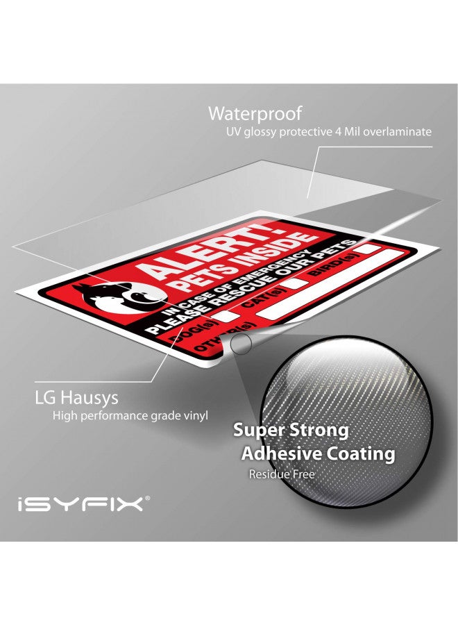 iSYFIX iSYFIX Alert Pets Inside Signs Stickers 4 Pack 7x5 Inch Premium Self-Adhesive Vinyl, Laminated for Ultimate UV, Weather, Scratch, Water and Fade Resistance, Indoor and Outdoor  - Image 2